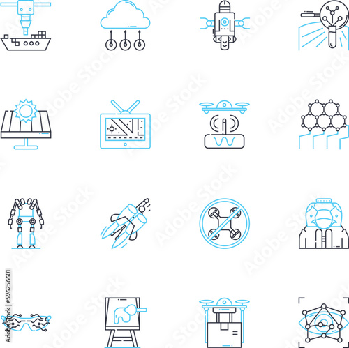 Data Development linear icons set. Integration, Extraction, Transformation, Cleaning, Normalization, Validation, Modelling line vector and concept signs. Aggregation,Analysis,Visualization outline