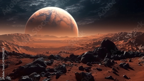 exploration of the planet mars, red planet landscape generative ai