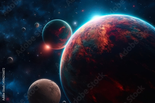 parade of planets, beautiful glow of planets in space generative ai