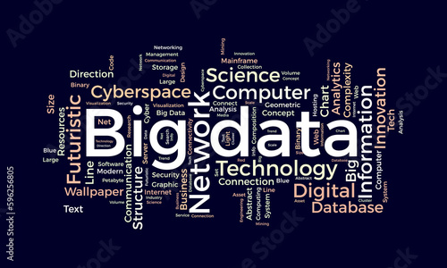 Word cloud background concept for Big data. Internet technology network with cloud data analysis concept. vector illustration.