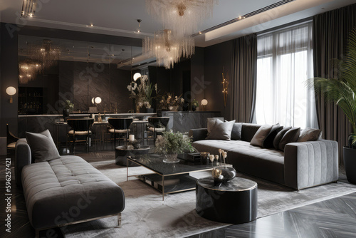 glamour modern style interior design living room  generative AI