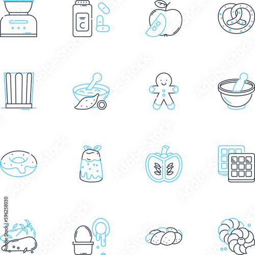 Smorgasbord linear icons set. Buffet, Feast, Variety, Selection, Culinary, Spread, Appetizers line vector and concept signs. Cuisine,Sampling,Gourmet outline illustrations