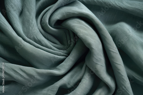 Fine Wool Fabric with Wrinkles and Folds. Grey Green Fall Wallpaper