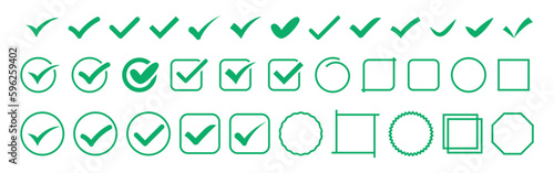 Green check symbol collection. Set of green tick icons