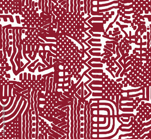African Print Fabric. Vector Seamless Tribal Pattern. Traditional Ethnic Hand Drawn Ornament for your Design Cloth, Carpet, Rug, Pareo, Wrap