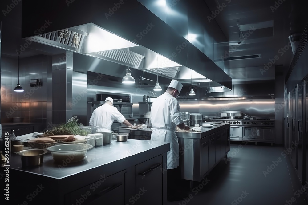 Professional chefs cooking in a modern kitchen created with generative