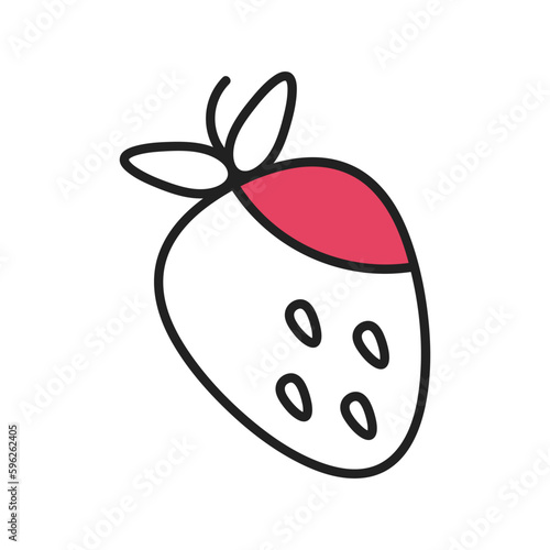 Cute line art Strawberry doodle icon of hand drawn outline food