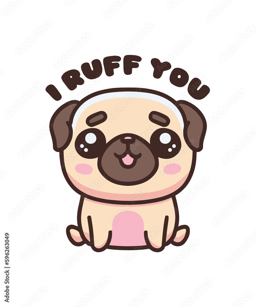 I Love You Cute Pug Dog Cartoon I Love You Cute Pug Dog Cartoon