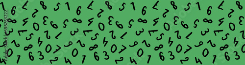 template with the image of keyboard symbols. a set of numbers. Surface template. green purple background. Banner for insertion into site. Horizontal image