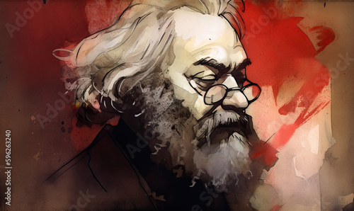 Oil painting portraits of the great sociologist Karl Marx, and historical figures, can be used for education, and cultural commentary, Generative Ai. photo
