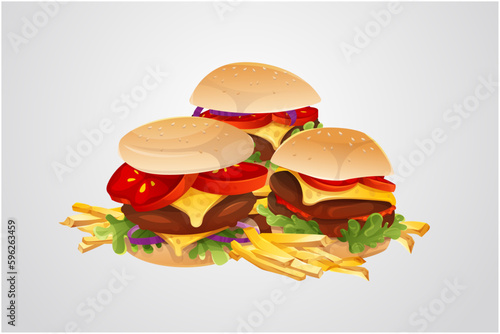 Free vector burger with french fries