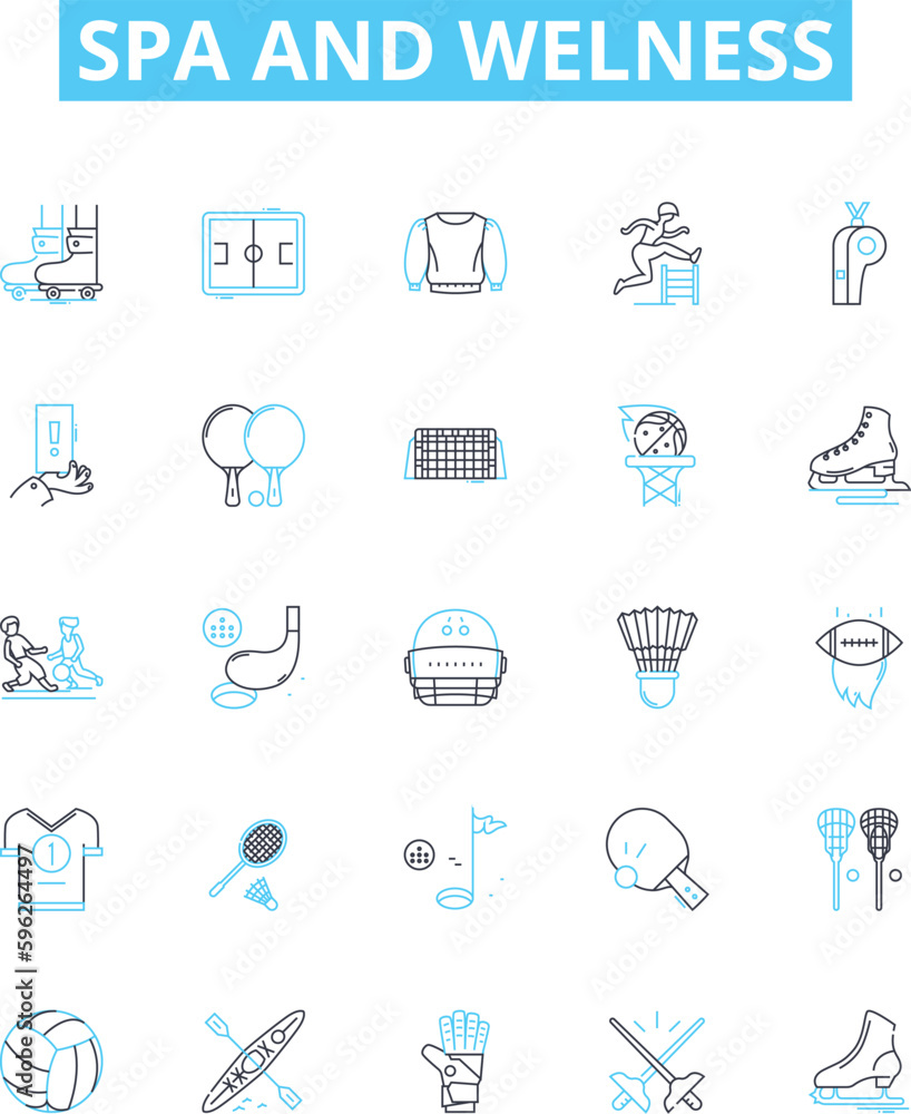 Spa and welness vector line icons set. Spa, Wellness, Massage, Therapy, Facial, Manicure, Pedicure illustration outline concept symbols and signs Spa and welness vector line icons set. Spa, Wellness, Massage, Therapy, Facial, Manicure, Pedicure illustration outline concept symbols and signs