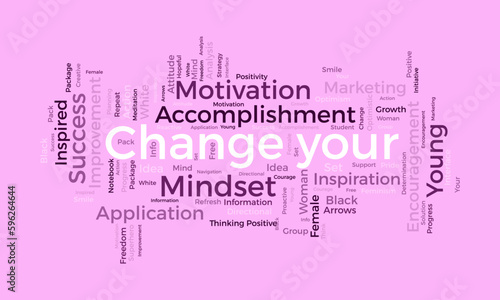 Word cloud background concept for Change your Mindset.Mind idea reactive attitude for positive improvement. vector illustration.
