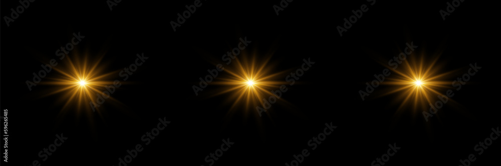 Set of realistic light flares. Shining Collection Flash Light Effects.