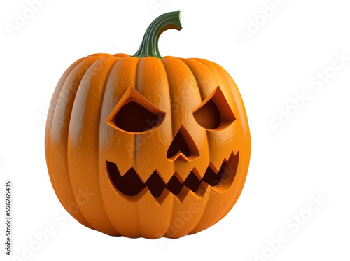 Halloween Pumpkin isolated on transparent background, Scary pumpkin with smile, happy face. PNG. Generative AI