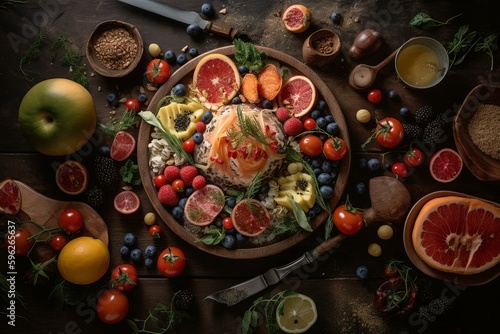Stunning food arrangement. Generative AI