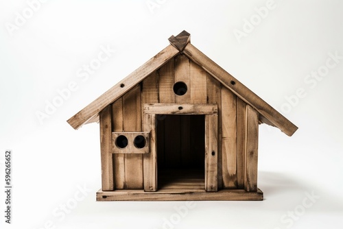 White background wooden dog house. Generative AI
