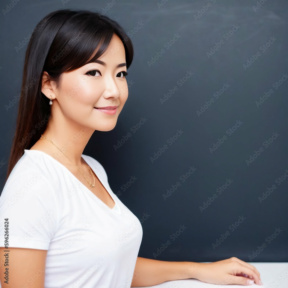 Teacher on the blackboard background. Generative AI Teacher on the blackboard background. Generative AI