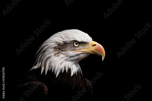majestic bald eagle in stunning detail against a dark background. Generative AI