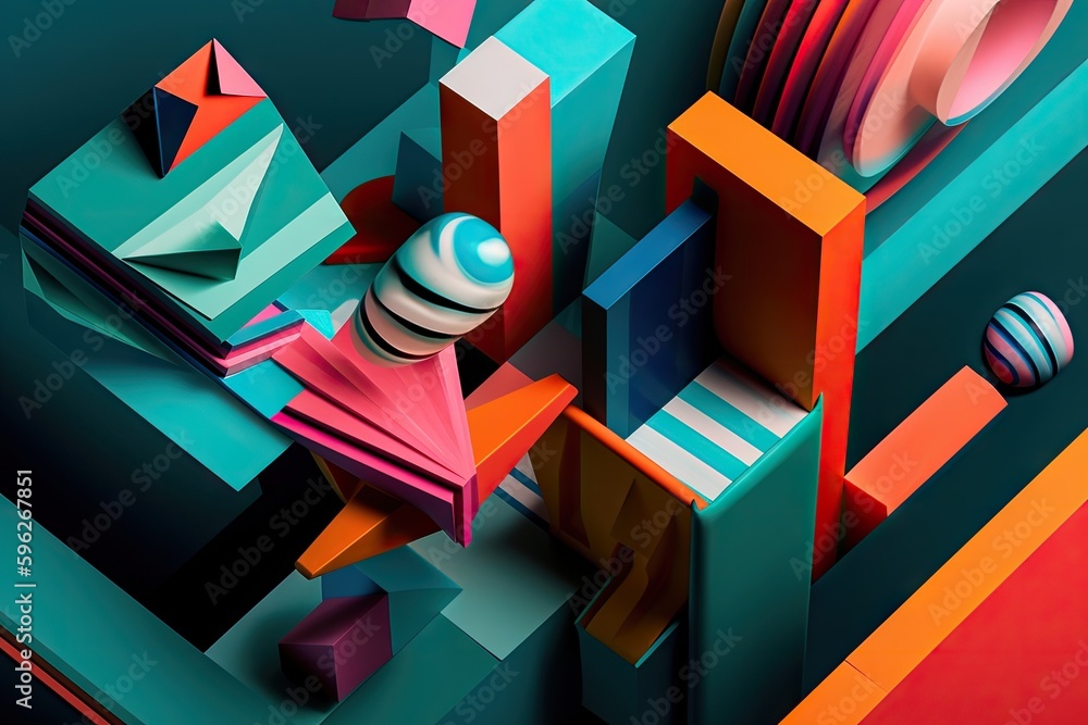 experimental typographic project with 3d shapes, geometric patterns ...