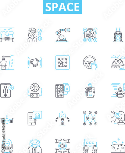 Space vector line icons set. Space, Astronomy, Stars, Planets, Universe, Cosmology, Solar illustration outline concept symbols and signs