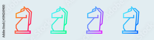 Chess line icon in gradient colors. Horse signs vector illustration.