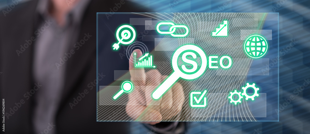 Man touching a seo concept Man touching a seo concept