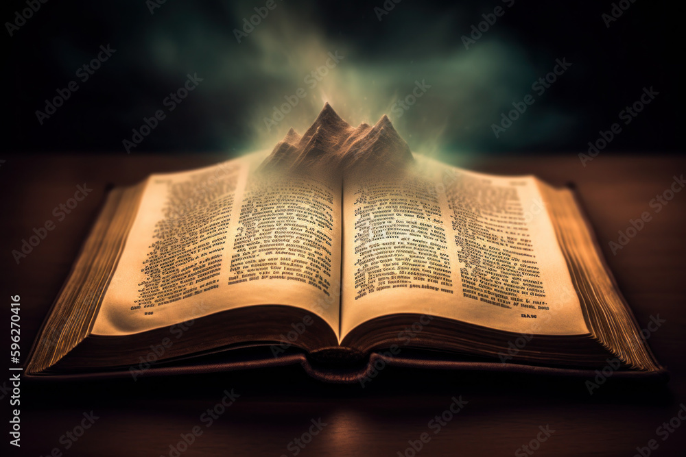 Fototapeta premium When the Bible is depicted in abstract art, it is often through the use of symbols and metaphors. For example, the cross can represent the sacrifice of Jesus.