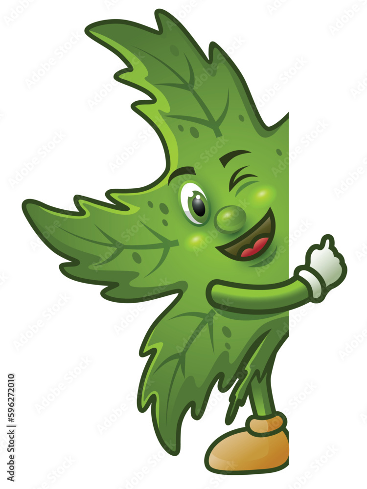 Cute cartoon Marijuana leaf with big signboard. Cute cartoon Marijuana leaf with big signboard.