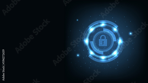 Cyber security and data protection banner. Future cyber technology web services for business and internet background. Security cyber digital concept, Vector.