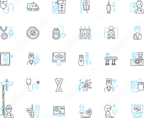 Health care linear icons set. Prevention, Medicine, Wellness, Treatment, Health, Nutrition, Diagnosis line vector and concept signs. Therapy,Surgery,Medicare outline illustrations