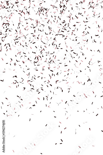 Rose gold confetti background. Isolated  cut out. 3d rendering