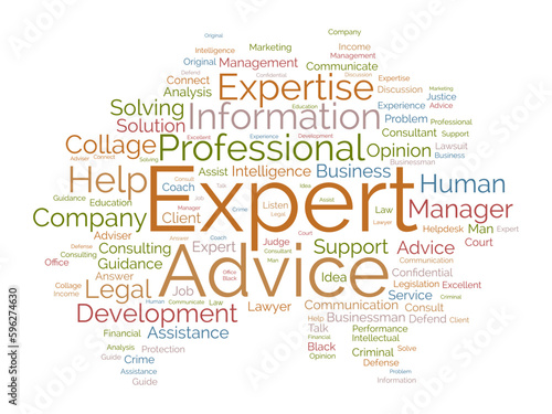 Word cloud background concept for Expert advice. Service support help with expert opinion guidance. vector illustration.