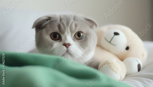 Those eyes though! This Scottish Fold cute cat has us under their spell as they gaze charmingly at the camera, melting hearts with every glance