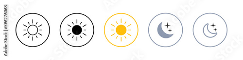 Sun and moon in flat style. Vector icon day and night. Moon and star sign.