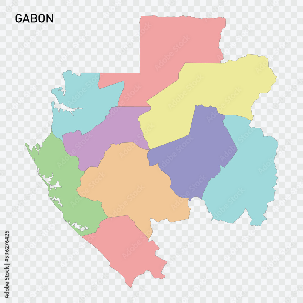 Isolated colored map of Gabon