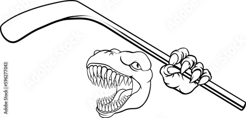 A bulldog ice hockey player animal sports mascot holding a hockey stick