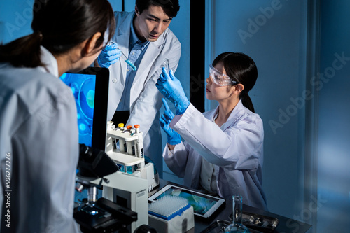 Professional health care researchers working in a medical science laboratory, technology of medicinal chemistry lab 