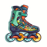 Roller skates - inline skates - Sports adrenaline games -  Cartoon vector illustration. label, sticker, t-shirt printing