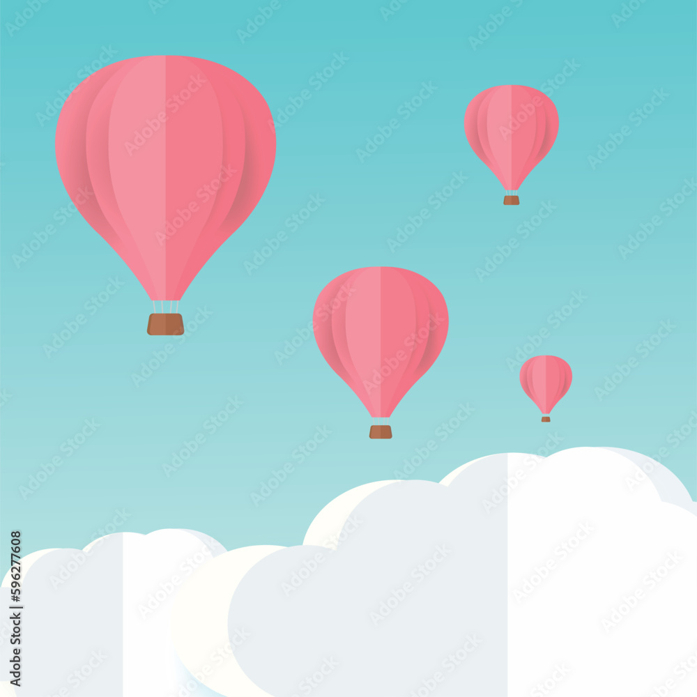 summer balloon background image, poster and banner design