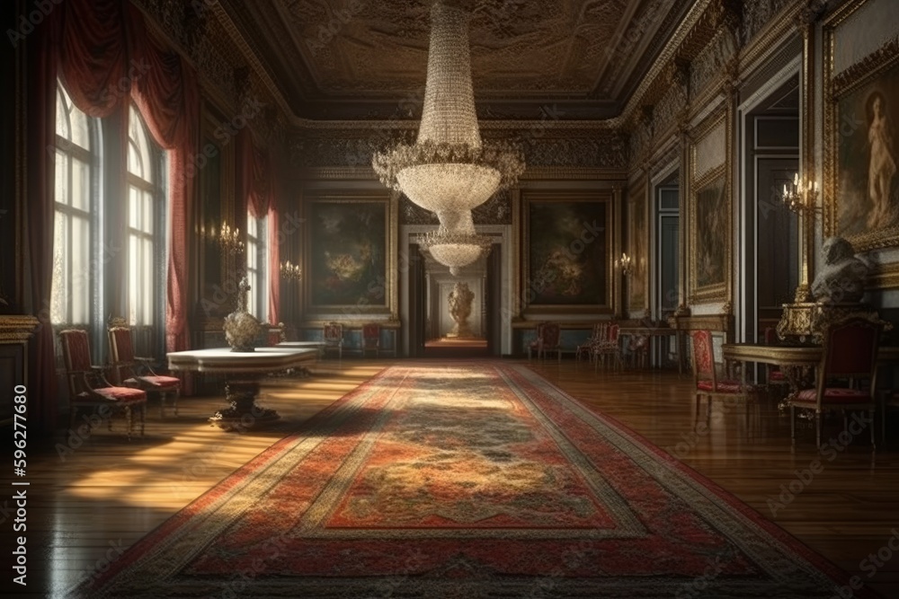 Interior Hall of a Luxury Castle Palace, AI Generated Stock ...