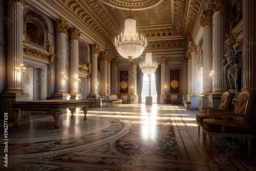 Interior Hall of a Luxury Castle Palace, AI Generated © MendyZa