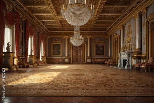Slika na platnu Interior Hall of a Luxury Castle Palace, AI Generated