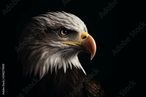 A dark background showcases an American eagle. Generative AI