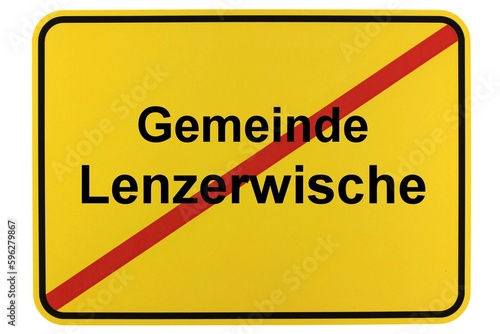 Illustration eines Ortsschildes der Gemeinde Lenzerwische in Brandenburg