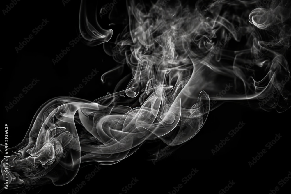 detailed white smoke on black background made with Generative AI detailed white smoke on black background made with Generative AI