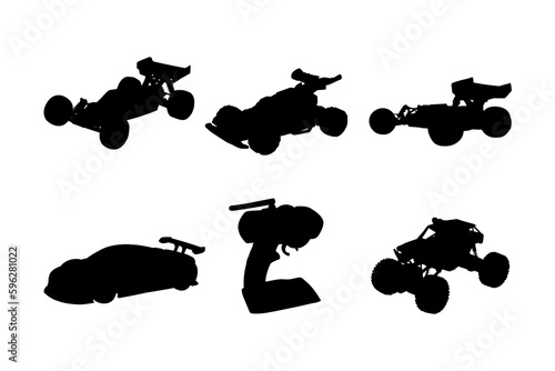 Set of silhouettes of radio controlled cars