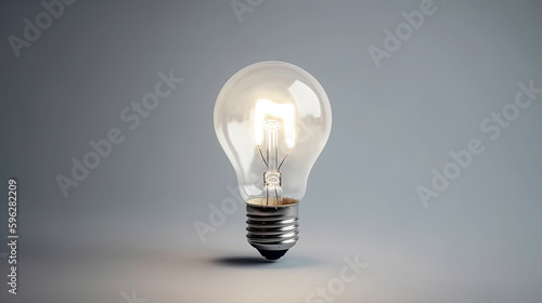 Light bulb on smooth background. Idea concept. Generative AI