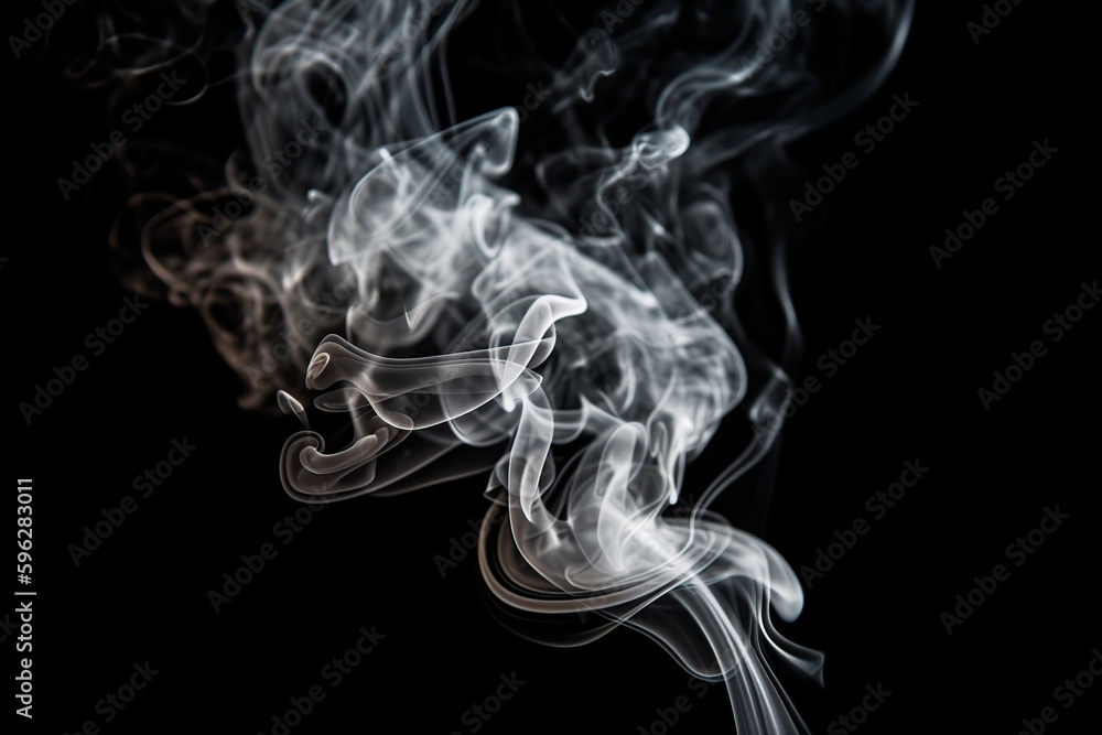 detailed white smoke on black background made with Generative AI detailed white smoke on black background made with Generative AI