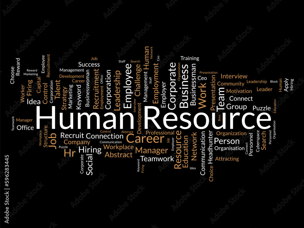 Word cloud background concept for Human resource. Business management, corporate employee development of teamwork presentation. vector illustration. Word cloud background concept for Human resource. Business management, corporate employee development of teamwork presentation. vector illustration.